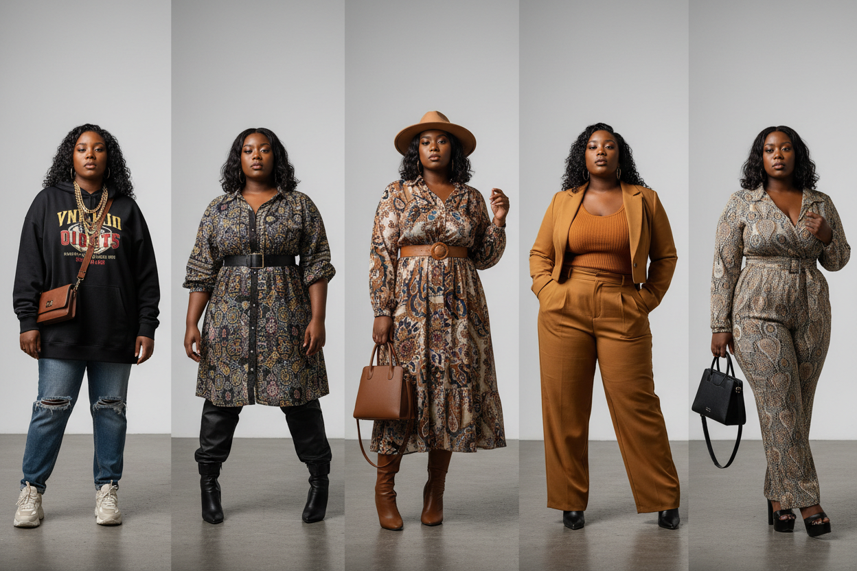 Stylish plus size young black women 